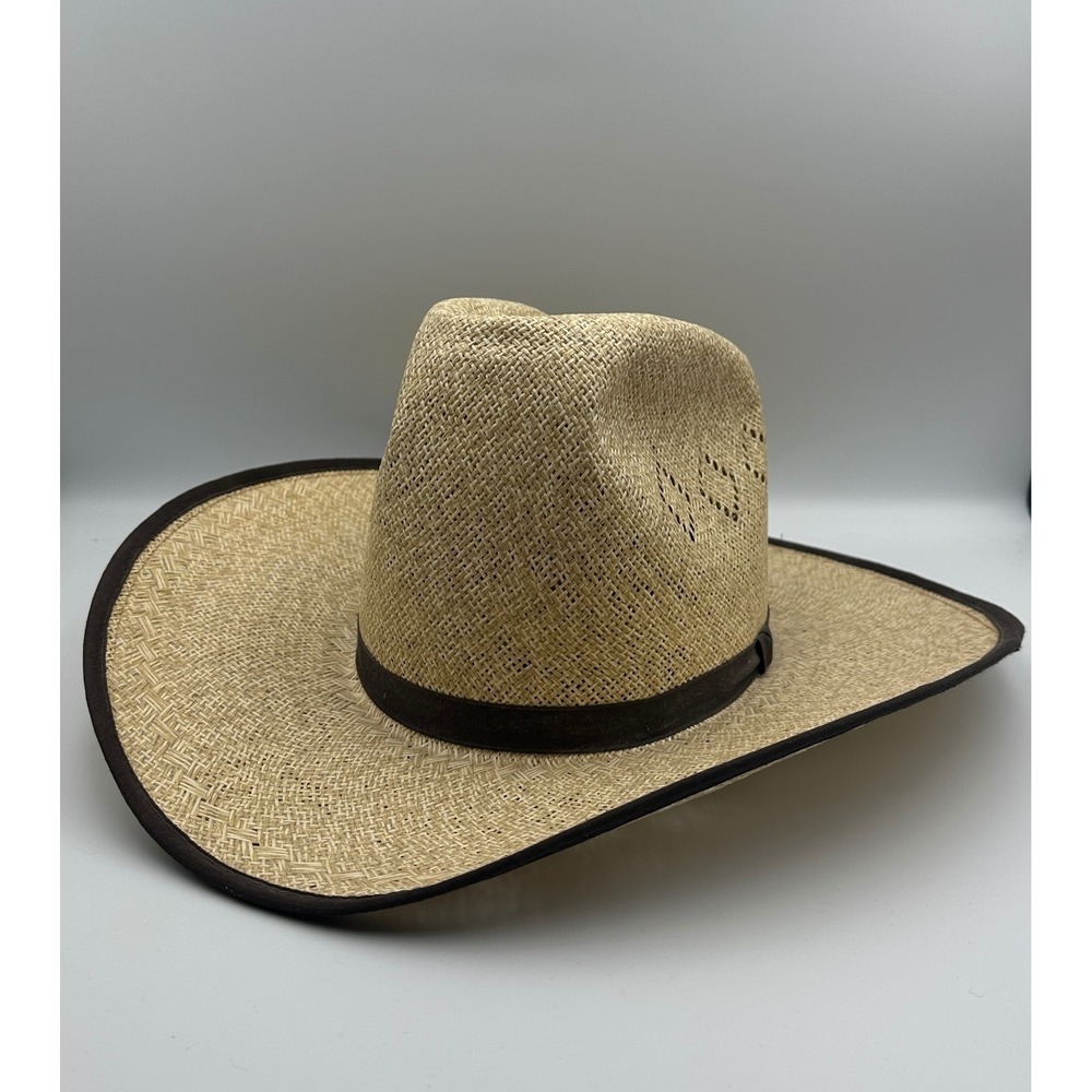 Vtg American Hat Co Pana-American Hat Sz 7 Straw Cattleman Crown‎ Vented Western